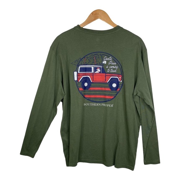 Southern Propper Green Long Sleeve Santa Paws is Coming To Town Shirt Size Large - Picture 1 of 3